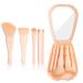 Yoseng Travel Makeup brushes Set 5pcs Mini Complete Function Travel Portable Cosmetic Brushes Kit with Mirror Case Pink