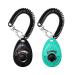 OYEFLY Dog Training Clicker with Wrist Strap Durable Lightweight Easy to Use, Pet Training Clicker for Cats Puppy Birds Horses. Perfect for Behavioral Training 2-Pack Black and Water lake blue