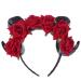 FRCOLOR Horn Flower Headband Headpiece Rose Flower Hair Hoop Headband Mexican Floral Headband Black Halloween Headband for Women Girls(Red)