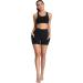 Oalka Women's High Waist Yoga Shorts with Side Pockets - Black - Size Medium - Buy Online on GoSupps.com