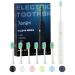 7AM2M Sonic Electric Toothbrush for Adults and Kids One Charge for 90 Days with 6 Brush Heads 5 Modes with 2 Minutes Build in Smart Timer Roman Column Handle Design (White) White No Travel Case