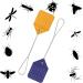4-Piece Long Handle Leather Fly Swatter Set - Manual Swat with Metal Handle for Indoor & Outdoor Use - Colorful Rustic Design - Orange, Green, Yellow, Purple - Buy Online on GoSupps.com