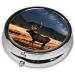 Elk in The Meadow Round Pill Box - 3 Compartment Portable Travel Organizer for Medication - Buy Online on GoSupps.com