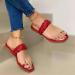 Summer Braided Flip Flops for Women - Fashionable Orthopedic Bunion Corrector Slippers | Casual Leather Ring Toe Beach Shoes - Size 6.5 Red - Buy Online on GoSupps.com