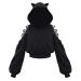 Cat Hoodie for Women Black Sweatshirt Criss Cross Long Sleeve Hooded Pullover Cute Crop Tops S-5XL Black XX-Large