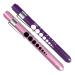 Almocn 2 pieces of pen lamp medical nurse reusable LED pencil lamp white light with pupil teaching and ruler rose gold and violet Rose Gold and Purple