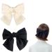 BAIYSFFG 2PCS Bow Hair Clip Hair Bows for Women Big Bowknot Hairpin French Hair Clips with Ribbon Solid Color Hair Barrette Clips Soft Satin Silky Hair Bows for Women Girls (Black Light Purple)