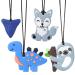Camp trip 4 pieces of chew for children baby bite ring bass ring baby caustic baby silicone sensory chewing play stuff chewing tape for children's cotton stuff for children with ADHD teeth biting dinosaur dinosaurs