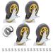 Threaded Shaft Swivel Castors Ball Castors Lockable Bearing with Brake Swivel Casters for Furniture and Workbench Set of 4 Load 400KG(4brake 5inch)