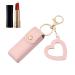 Mini keychain with lipstick case heart-shaped lipstick case mirrored lipstick holder travel keychain