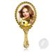 YUSONG Handheld Mirror with Handle - Travel Size Vintage Compact Mirror for Women - Gold Embossed Flower Design - Mini Makeup Mirror for Girls - Buy Online on GoSupps.com