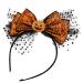 minkissy Pumpkin Headband Fascinator Bow Knot Headpiece with Mesh Decor Halloween Pumpkin Headband Halloween Cosplay Party Favors for Women Girls