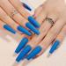 Prosy Artificial Fingernails - Long Blue Coffin Ballerina Acrylic Nails Glossy & Matte Finish Complete Coverage for Women & Girls - 24 Pieces - Buy Online on GoSupps.com