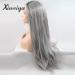 Xiweiya 24-Inch Long Gray Lace Wig | Heat Resistant Nature Wave Synthetic Lace Front Wig for Women - Soft Mermaid Hair Replacement - Buy Online on GoSupps.com
