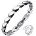 Vicmag lymphatic drainage Magnetic hardship women titanium steel ultra-strength magnetic bracelet gift with distant tool (silver black leaves)