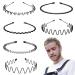 Mens Hair Band with Teeth, Fashion Metal Hair Band for Men, Black Elastic Unisex Wavy HeadBands, Non Slip Hair Accessories Ideal for Sports, Beauty, Yoga & Personal Care (6Pcs)