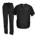 M&M Scrubs Men's Scrub Set Medical Scrub Tops and Pants Large Black
