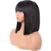 MapofBeauty 12 Inch/30 cm Straight Bob Flat Bangs Short Colorful Synthetic Hair Cosplay Party Wig (Black) - Buy Online on GoSupps.com