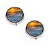 (Beach with Sunset) Round Pill Box 3 Compartment Pill Box Mini Decorative Pocket Purse Portable Travel Medicine Tablet Vitamin Holder Organizer Pill Case