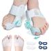 TENICORE Bunion Corrector with Toe Separators for Women Men Big Toe Adjustable Knob Bunion Splint for Bunion Relief Orthopedic Toe Straightener 2 Pairs Silicone Toe Straighteners with 3 Pairs Spacer without Anti-slip Heel Strap (1Pair) White & Green 2