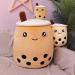 AMOZO Cute Cartoon Boba Milk Tea Plush Doll - 35cm Beige Giant Bubble Plushie Stuffed Tea Cup Pillow Gift Toy - Buy Online on GoSupps.com