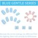 24pcs French False Nails Short - Almond Square Press on Nails - Blue Full Cover Acrylic Nails with Glue for Women and Girls - Buy Online on GoSupps.com
