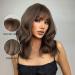EMMOR Short Curly Wavy Bob Wig with Bangs - Brown | Shoulder Length Synthetic Heat Resistant Wig for Women - Buy Online on GoSupps.com