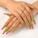 Bohen long coffin false nails glossy grade fake nail ballerina party 24 pcs press nail for women and girls (green)