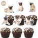 24 Pcs Decorations for Pug Cupcake Topper Dog theme Toppers Birthday Party Supplies