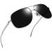 Joopin Polarised Sunglasses Mens UV Protection Al-Mg Metal Frame Double Bridge Aviation Sunglasses for Men Women Sun Glasses for Driving A05-silver Frame Black Lens