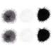 Lurrose mini pompom 6Pcs faux pompom with nail art sticker diy pompons 3d nail art decoration for knitting hat shoes bag (black gray) fluffy pompons