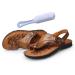 Men Toe Corrector Sandal Mens Summer Leather Toe Ring Style Beach Bunion Corrector Sandals Unique Non Slip Flip Flops Beach Slide Slipper Shoes for Flat Feet 8.5 Khaki
