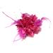 Flower Feather Bead Corsage Hair Clips Fascinator Hairband and Pin (Fuchsia Hot Pink)