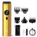 Sejoy Beard Trimmer for Men Cordless Nose Hair Trimmer for Men Waterproof Hair Clippers and Trimmers Set Electric Razor All in 1 Grooming Kit USB Rechargeable & LED Display Gold
