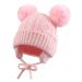 XIAOHAWANG Warm Kids Beanie Winter Knitted Baby Hat for Boys Girls Infant Toddler Toque with Pompom 2-6 Years Pink Pompom