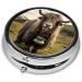 Strong Yak Portable Metal Pill Box | Round Mini 3-Compartment Design for Travel | Hinged Fastening for Small Pills - Black - Buy Online on GoSupps.com