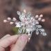 Edary Silver Bride Wedding Hair Comb Pink Pearl Headpiece Leaf Bridal Hair Accessories for Women and Girls