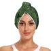 Tropical Green Leaves Hair Towel 2 Pack Super Absorbent Hair Drying Towel Quick Dry Hair Turbans Head Towel with Button Twisty Wrap for Women Girls