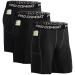 Compression Shorts Men's 3 Pack with Pocket Running Short Men's Gym, Workout, Cycling, Yoga, Climbing, Swimming, Black Large