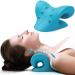 Neck and Shoulder Relaxer, Cervical Neck Traction Device Neck Stretcher with Magnetic Therapy, Cervical Spine Alignment, Chiropractic Pillow, Neck Massager for TMJ Pain Relief (Blue) A - Blue