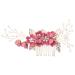 Lurrose Bride Wedding Hair Comb Combs for Hair Rhinestone Pearls Leaf Hair Piece Crystal Hair Side Comb for Women and Girls Rosy