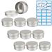 Zeoabsy 10 piece of empty 80 ml round silver aluminum tins with screw cap screw socket CREMEDOSE ALU trucks doses aluminum box tin cans for cosmetics candle ointments 5x spatula 1x etiquette silver 80ml