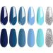 Vishine Blue Turquoise Navy Blue Gel Nail Polish Sets Glitter Gel Polish Kit Soak Off LED Required Nail Gel Polish 8ml - Buy Online on GoSupps.com