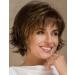 RENERSHOW Brown with Blonde Highlight Wavy Short Pixie Wigs for White Women Natural Looking Synthetic Wig with Bangs Layered Short Haircuts for Daily Party