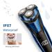 Rotary Electric Razor for Men with Pop-up Trimmer, LCD Display, Rechargeable Cordless & Waterproof - Blue - Buy Online on GoSupps.com