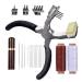 Stitching Hole Punch BUTUZE 4mm Silent Leather Hand Pliers with Leather Needle Wooden Needle Case Waxed Thread for Belts Straps Saddles Shoes Fabric Leather DIY Black