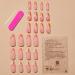 Medium Almond Orange Pink Press on Nails with Gold Line Design - 24 Pcs | Summer False Nails for Women - Buy Online on GoSupps.com