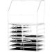 Cq acrylic Cosmetic Display Cases With LId Dustproof Waterproof for Bathroom Countertop Stackable Clear Makeup Organizer and Storage With 8 Drawers,Set of 3 Clear Large-8 drawers With Dust Top