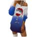 Long-sleeved shirt dress women Christmas dress autumn long off Shoulder long arm tunic fashion party mini Christmas dress reindeer-print funny Christmas sweater teen girl xmas sweat dress xl blue