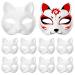 Luxshiny 15 piece of empty cat masks with straps paintable masquerade masques simple DIY cat party masks White cat masks for parties
